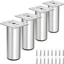 BSTKEY 4Pcs 4 Inch Aluminum Alloy Furniture Cabinet Legs - Adjustable Replacement Legs for Furniture Cabinet Foot Legs Sofa Bed Desk Table Feet Support, Silver