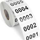 0001-1000 Count Inventory Numbered Stickers Roll, Self-Adhesive Consecutive Number Labels Tag for Storage Organizing, Moving Box Labeling, Business Supplies (White, 1.6x0.8 in)