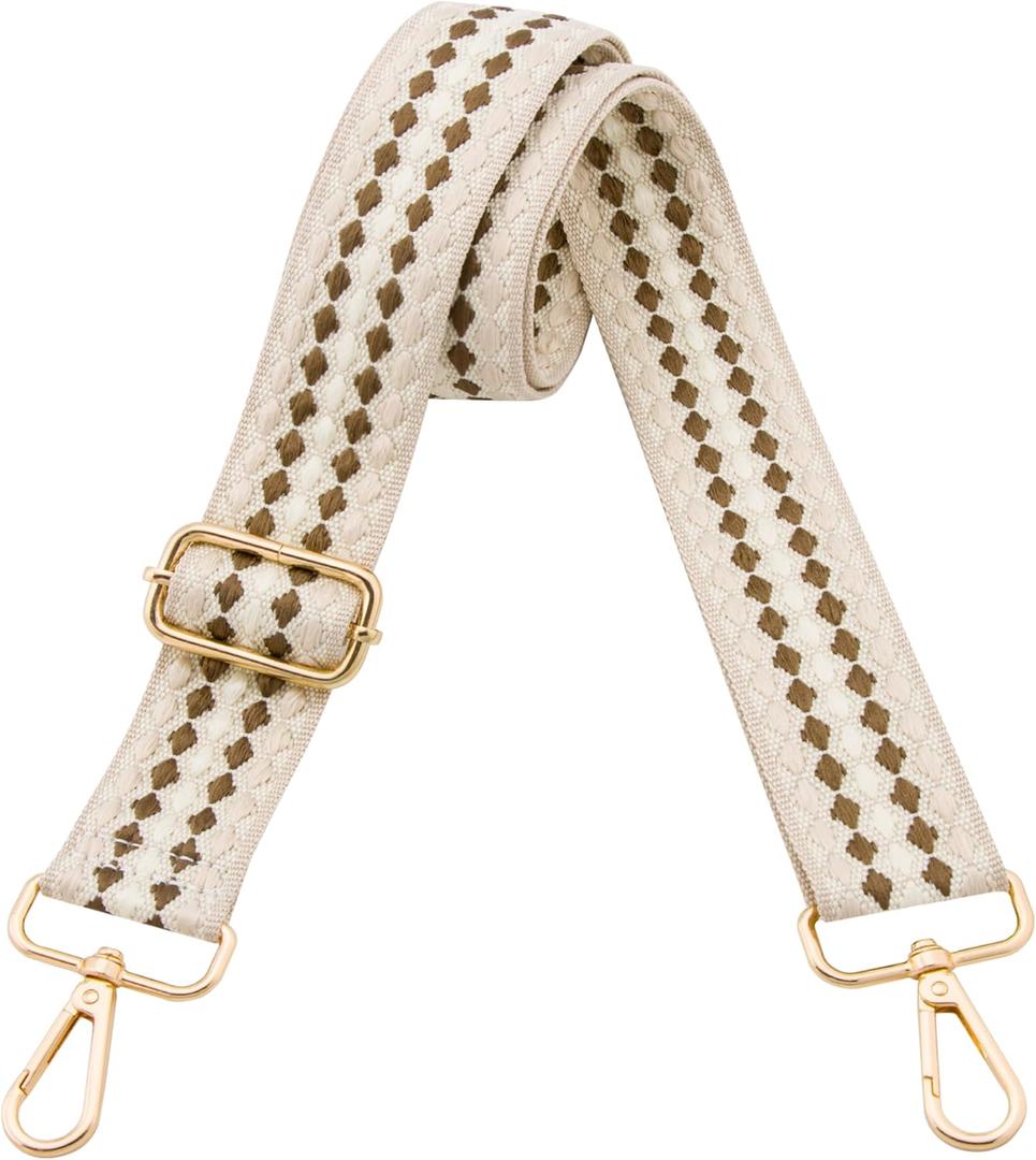 Purse Straps Replacement Crossbody Bag Strap Adjustable Long Shoulder Straps for HandbagsWomen Purse Strap (Rice White Coffee Color)