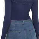 REORIA Womens Sexy Off the Shoulder Long Sleeve Bodysuit Lace Going Out Top