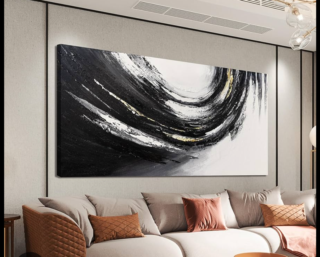 Canvas Wall Art Decor Wall Art Pictures for Living Room Abstract Art Work Black and Gold Wall Art Decor Modern Black and White Abstract Wall Art Prints For Bedroom Office Kitchen Wall Decor 20" x 40"