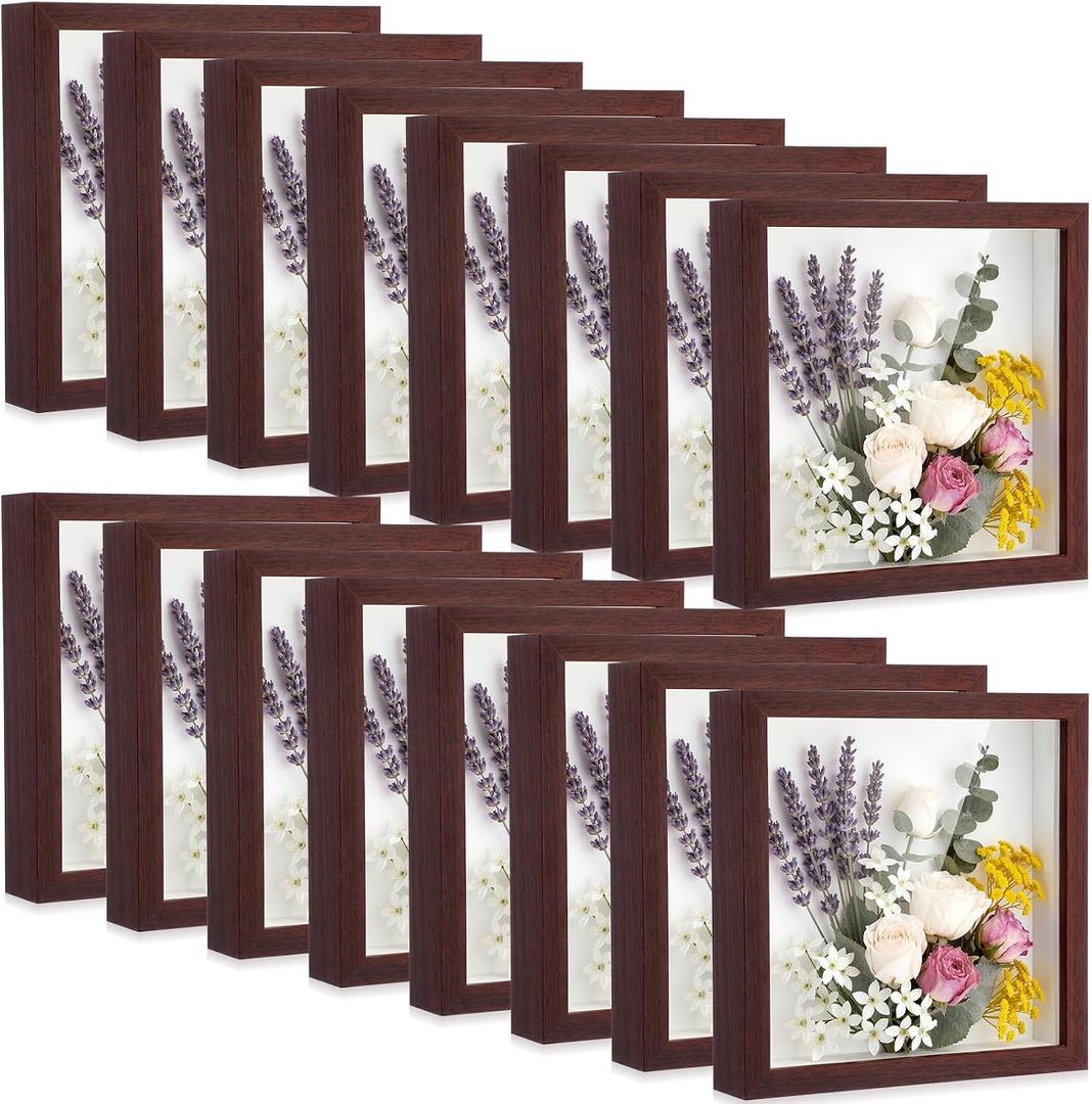 Ripeng 16 Pack 10 x 10 Inch Shadow Box Frame Display Cases, Walnut