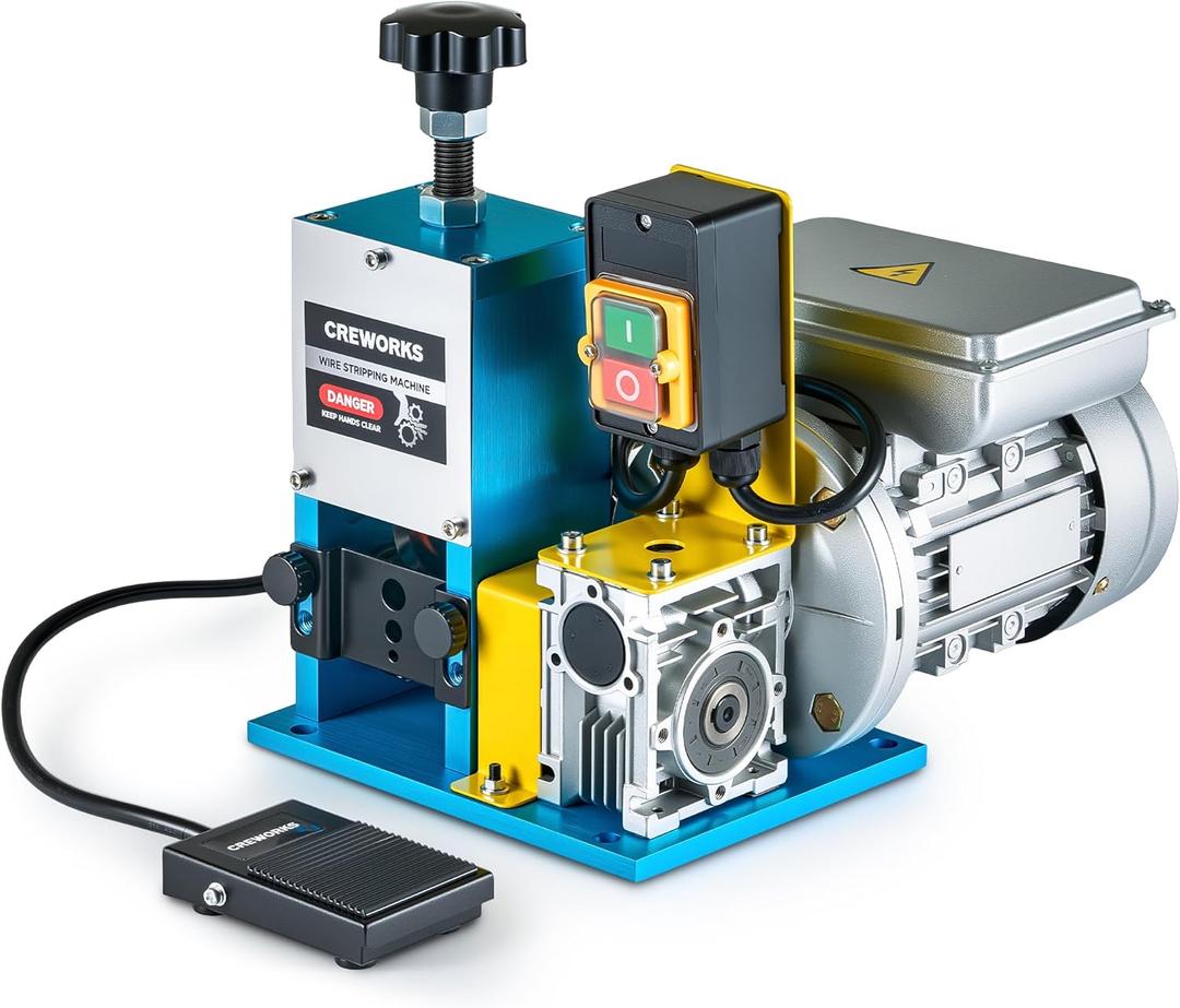CREWORKS 180W Electric Wire Stripper Machine, 0.06"-1" Automatic Wire Stripping Machine, Wire Stripping Tool for 1.5-25 mm Scrap Wire, 5 Channel Copper Wire Stripper Tool for Leftover Cable Recycling