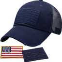 Antourage American Flag Unconstructed Unisex Mesh Snapback Baseball Hat Cap for Men and Women +2 Patriotic Patches Included (One Size, Navy)