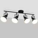 Rotatable Industrial Black 4-Light Track Lighting Fixtures, Ceiling Spot Light Kit for Kitchen, Bedroom, Living Room, E26 Base (Bulbs Not Included)