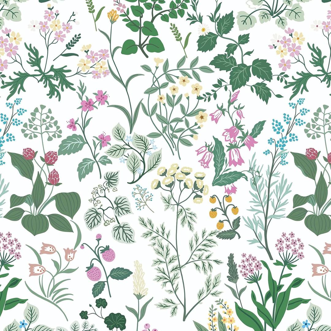 2 x Dimoon 17.3''x78.7''Peel and Stick Wallpaper Renter Friendly Contact Paper Floral Wallpaper Wall Art Waterproof Kitchen Bathroom Cabinet Drawers Thickening Waterproof Stick on Paper Pink Vinyl Wrap (White & Green)