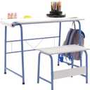Project Center, Kids Craft Table with Bench In Blue / Spatter Gray 55126, 37.75"W x 21.75"D x 28"H