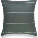 Hofdeco Modern Boho Decorative Throw Pillow Cover Only, for Couch, Sofa, Bed, Moss Green Stripes, 20"x20"