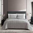 Vera Wang - Queen Quilt Set, Super Soft Bedding Set with Matching Shams, Modern Room Essentials (Chenille Box Solid Silver Grey, Queen)