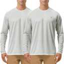 Roadbox Mens UPF 50+ UV Sun Protection Shirts Outdoor Long Sleeve SPF Rash Guard for Fishing Hiking Swimming Running (Medium, 2 Pack - Gray)