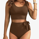 Two Piece High Waisted Swimsuits - Women Tummy Control Bikini Modest Bathing Suit 2PC 2025, size L