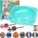 COCOFOX Battling Top Burst Toy Set Game Complete Battle Game Set with Stadium, 6 Battling Tops and 2 Launchers, Toys for 6 Year Old Boys & Girls & Up, Green