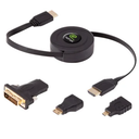 ReTrak® Retractable Standard HDMI® Cable with Mini, Micro, and DVI Adapters