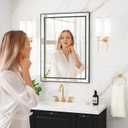 30X22 Inch Black Bathroom Mirror with Double Layer Beveled Edge, Framed Rectangular Vanity Wall Bathroom Mirrors for Over Sink, Bedroom, Living Room, and Hotel, Anti-Corrosion & Easy to Install