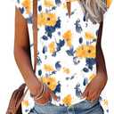 Kistore Women's Summer Casual V Neck Tank Tops Cap Sleeve Loose Fit Blouses Tunic Shirts (L)