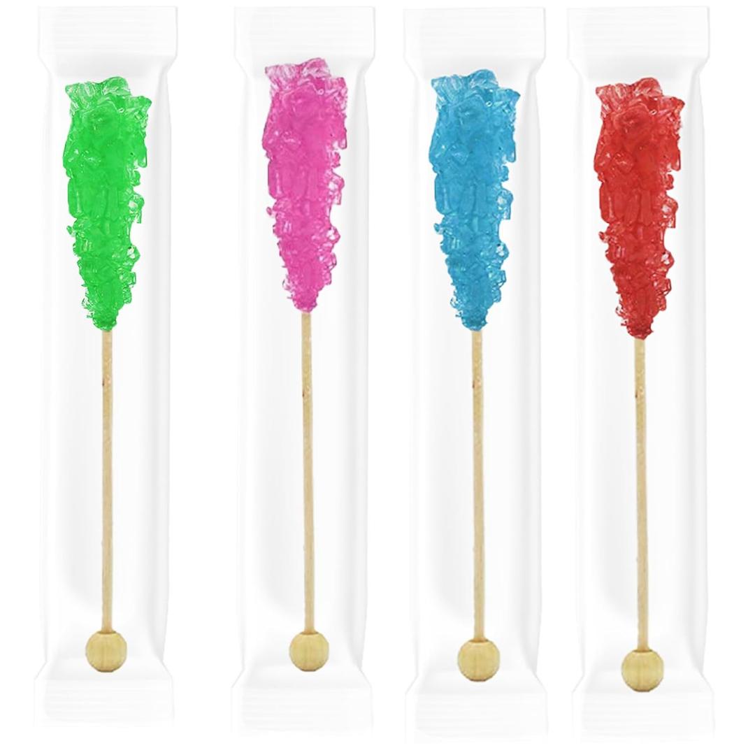 Fruidles Cherry Rock Candy Lollipops Pops Candy Suckers, Variety Flavor and Color Assortment, 5.5" (12-Pack) (EXP 02/21/26)
