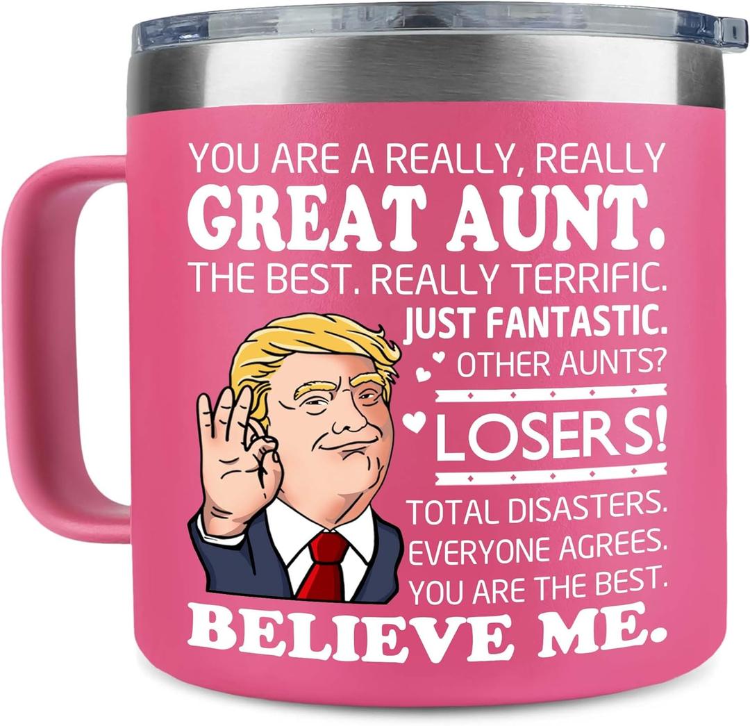 Christmas Aunt Gifts From Niece, Nephew - Great Aunt Mug - Birthday Gifts For Aunts, Auntie - Mothers Day, Christmas Gift Idea For Aunts From Kids, Uncle - Stainless Steel Coffee Tumbler 14 OZ