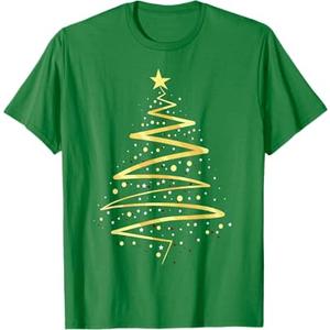 Gold Color Christmas Tree Design T-Shirt Color Kelly Green XS