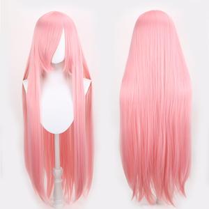 40IN Long pink Straight Wig Anime Fashion Women's Cosplay Role Play Wig with Bangs for Halloween Comics comic con with Free Wig Cap Heat Resistant (Light pink)