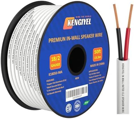 Kengiyel Speaker Wire 18 Gauge 50FT, Electrical Wire,18 AWG Stranded PVC Extension Cord, 12V Low Voltage/Tinned Copper/Flexible Cable for Automotive Wiring, Lamp Cord, Marine Cable-CCA