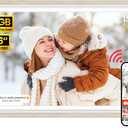 64GB Frameo 15.6" Digital Picture Frame Large 1920 x 1080 IPS FHD Touch Screen WiFi Electronic Photo Frames Share Moments Instantly Anywhere Best Gifts for Parents and Grandparents White Wood
