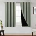 PrinceDeco 100% Blackout Short Curtains 54 Inches Long Window Treatment Panels Thermal Insulated Drapes for Kitchen Small Window Bedroom Full Blackout Curtain Panels (Set of 2 PCs, Desert Sage)