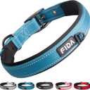 Fida Heavy Duty Dog Collar, Ultra Comfortable Soft Neoprene Padded, Adjustable Reflective Nylon Pet Collar with Durable Metal Belt Buckle for Large Breeds (L, Blue) (Large(19"-23"))