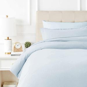 TEXAS LINEN CO. 100% Egyptian Cotton Duvet Cover Queen Size, 600 Thread Count 3 PC Duvet Cover, Extra Long Staple Egyptian Cotton Quilt Cover, Soft, Breathable with Hidden Zipper Closure - Light Blue