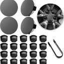 Wheel Center Caps for Tesla Model Y Model 3 19 Inch Model S 20 Inch Wheel Hub Caps Center Cover with 4 Hub Center Cap + 20 Lug Nut Cover + 1 Pack Wrench No Logo (Dark Grey)
