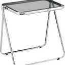 KAIHAOWIN Folding TV Tray - Clear Acrylic Foldable Tiny Desk for Home Office, Side Table, Small Computer Desk for Small Spaces - No Assembly Required - Gray