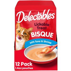 Delectables Bisque Lickable Wet Cat Treats - Tuna & Shrimp - 12 Pack