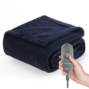 Sunbeam Microplush Electric Heated Throw Blanket, Polyester Poseidon Blue, 50" x 60"