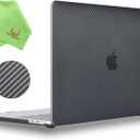 UESWILL Case for 2016-2024 MacBook Pro 13 inch M2 M1 Model A2338 A2289 A2251 A2159 A1989 A1706 A1708 with USB-C Touch Bar, Carbon Fiber Texture Hard Shell Case Cover, Black