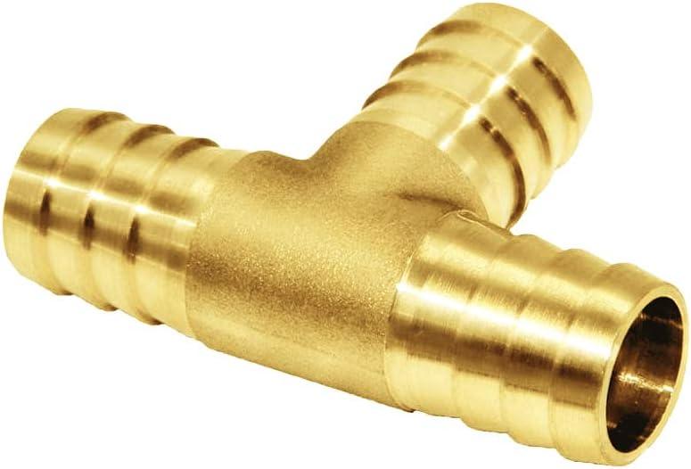 Joywayus 1" Hose Barb Tee T 3 Way Union Fitting Intersection/Split Brass Water/Fuel/Air