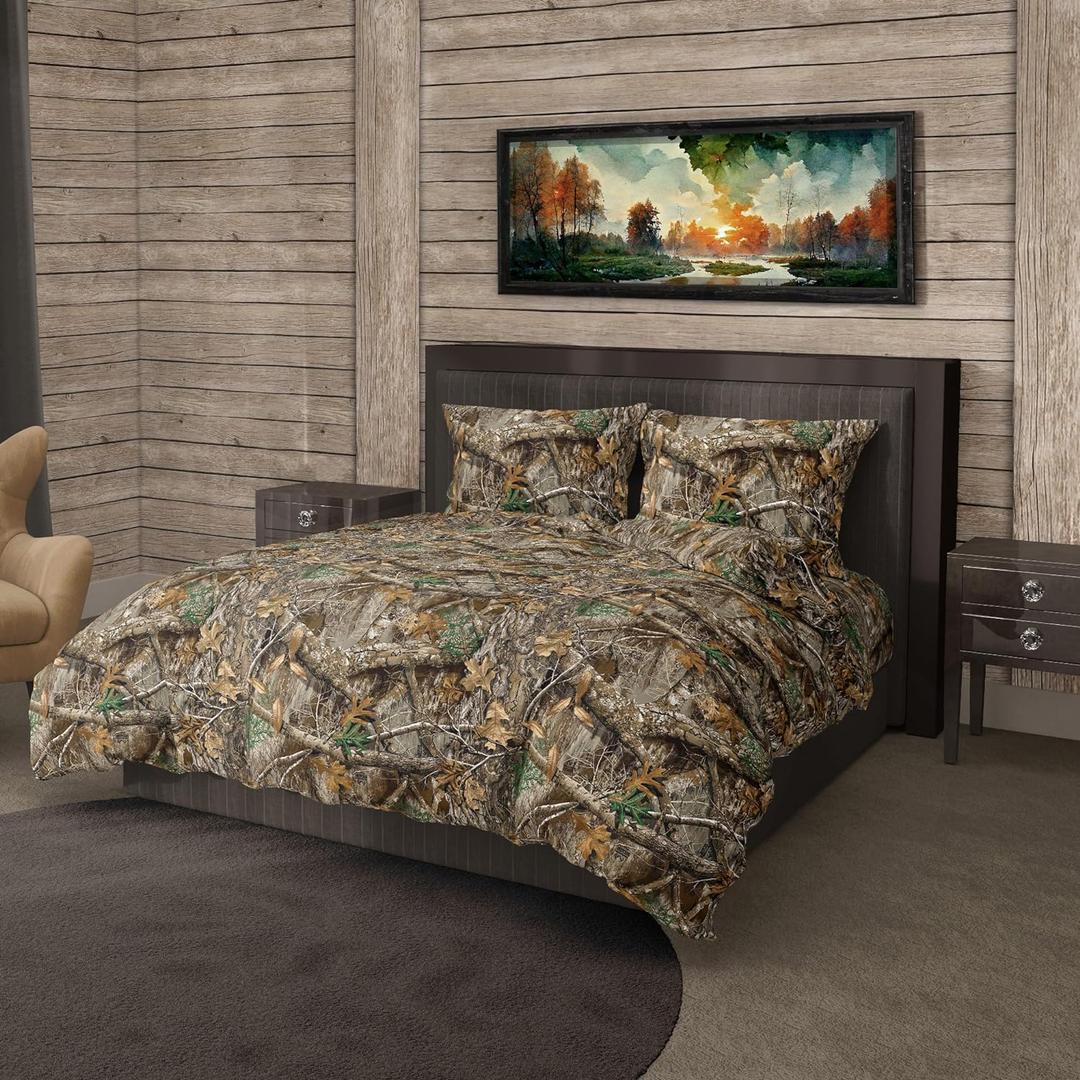 Northwest Realtree Queen Bed in a Bag Set, 1 Comforter, 1 Fitted Sheet, 1 Flat Sheet, 2 Pillowcases, All Seasons, Camo Bedding, Realtree Edge