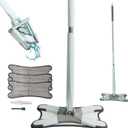 EZ SPARES X-Type Microfiber Hardwood Floor Mop, 3 Microfiber Mop Replacement Pads, Hand Free Washing, for Home, Kitchen, Hardwood, Laminate, Wood, Ceramic Tiles (Green)