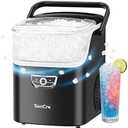 SenCre Nugget Ice Maker with Handle 40lbs/Day Countertop Ice Maker Soft Ice | Ice Makers Portable Ice Machine Ready in 5 Mins Soft Chewable Ice Auto-Cleaning for Home Kitchen Office Party & Large Family