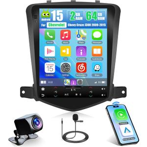 2+64G Android Car Stereo for Chevrolet Chevy Cruze 2009-2015 Wireless Apple CarPlay,9.7 inch Touch Screen Radio Android Auto WiFi Bluetooth GPS FM RDS+Free AHD Backup Cam