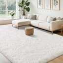 Fluffy Shag Rug 5x7 for Bedroom, Ultra Soft Plush Area Rugs for Living Room, Non-Slip Modern Fuzzy Floor Carpet for Dorm Nursery Kids Room Home Decor, Cream White