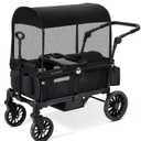 ELEMARA Stroller Wagon, 2 Seat Stroller for 2 Kids, Premium All Terrain Stroller for Kids w/Removable Canopy, Adjustable Push/Pull Handle, Large Storage Bag, Black