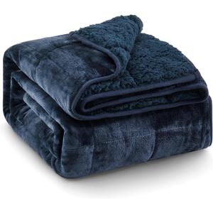 Super Fuzzy Soft Sherpa Fleece Weighted Blanket, 15 lbs Dual Sided Fluffy Heavy Weighted Blankets for Adults - No Bunching with Double Layers of Soft Inner Lining (60"x 80", 15 Pounds) (Navy Blue)