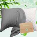 Cooling Pillow Cases for Side Sleeper, Curved Pillow Covers Queen Size 1 Pack, Rayon Derived from Bamboo, Breathable Soft Silk Pillow Case for Hair Skin with Zipper, Dark Gray, 20"×30"