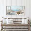 Window Beach Wall Art Prints: Modern Large Tropical Coastal Landscape Canvas Bedroom Blue Ocean Picture Relaxing Living Room Sea Scene Painting Horizontal Summer Seascape Artwork Decor