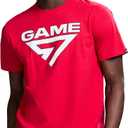 GAME 7 Men's Short Sleeve Lightweight Graphic Logo Crew Neck Cotton T-Shirt (Red, M)