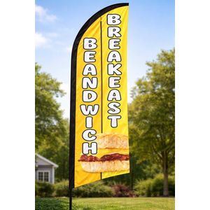 Breakfast Sandwich Feather Flag for Business Advertising 6 FT Swooper Flag for Storefronts Retailers Shops Food Trucks Events and Fairs (Flagpole Not Included