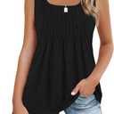 Zeagoo Women's Summer Tank Tops 2026 Pleated Square Neck Loose Fit Casual Flowy Tunic Sleeveless Shirts (Black)