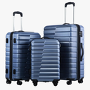 Coolife Expandable Suitcase Luggage set PC ABS TSA Lock Spinner Carry on 3 Piece Sets (Blue)