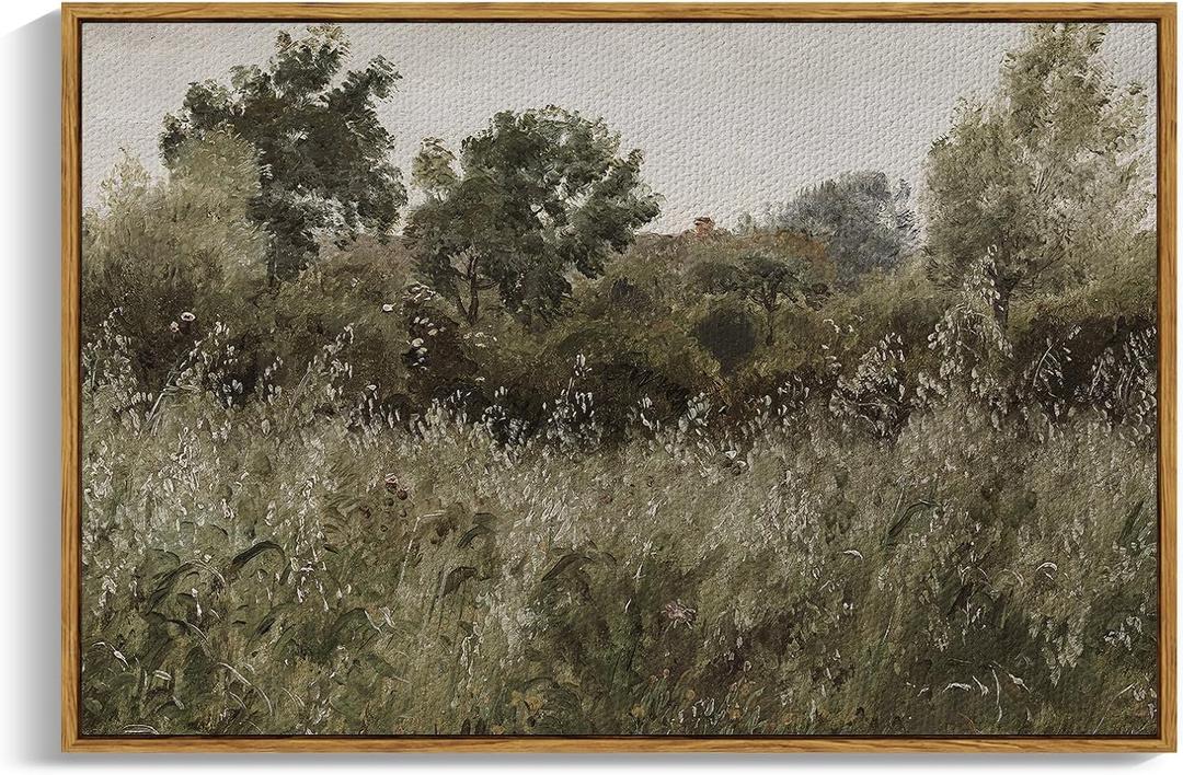 InSimSea Framed Canvas Wall Art, Countryside Field Modern Farmhouse Decor, Canvas Wall Art for Bedroom, French Country Decor, 24"x36" (Grassland)