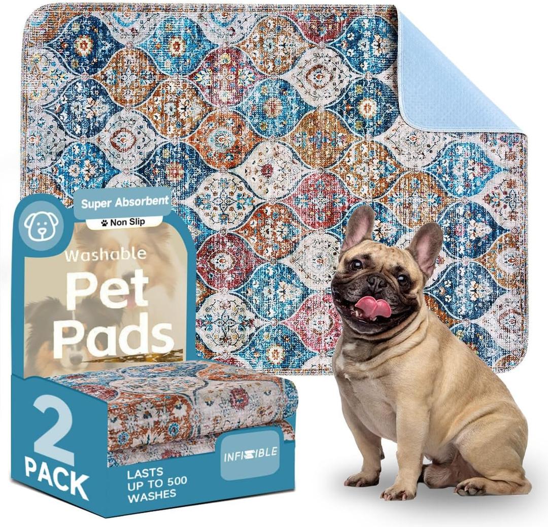 Washable Pee Pads for Dogs, 2 Pack Washable Puppy Pads 40"x26", Reusable Waterproof Large Dog Bed Pad, Super Absorbent & Leakproof Reusable Pee Pad for Whelping Trainging and Nursing Supplies (Persia Nebula)