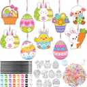 Dunzoom 30 Set Easter Craft Kit Suncatchers Kit Spring Easter Eggs DIY Suncatchers Craft Kit Make Your Own Suncatcher Paint Easter Bunny Sun Catcher Ornaments for Spring Art Craft Painting Activity